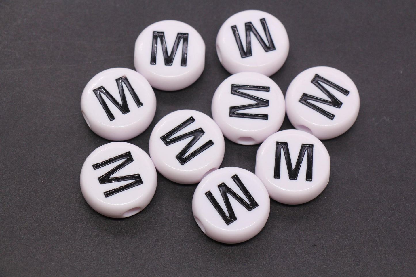 25mm Large Individual Letter Beads, White Acrylic Alphabet Name Beads, Custom Name Beads for Dog Collars, Keychains & Crafts