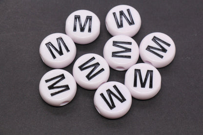 25mm Large Individual Letter Beads, White Acrylic Alphabet Name Beads, Custom Name Beads for Dog Collars, Keychains & Crafts