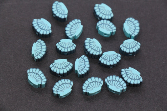Blue Seashell Polymer Clay Beads, Ocean Shell Spacer Beads for Bracelets, Beach Jewelry Making #1037