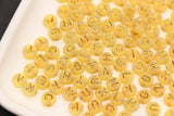 7mm Yellow Frosted Gold Letter Beads, Mixed Alphabet Beads, Acrylic Initial Beads, DIY Bracelet Jewelry Making #4015