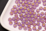 7mm Lavender Frosted Gold Letter Beads, Mixed Alphabet Beads, Acrylic Initial Beads, DIY Bracelet Jewelry Making #4022