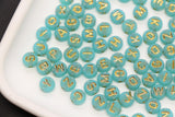 7mm Turquoise Frosted Gold Letter Beads, Mixed Alphabet Beads, Acrylic Initial Beads, DIY Bracelet Jewelry Making #4023