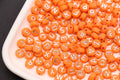 7mm Orange Silver Letter Beads, Mixed Alphabet Acrylic Beads, Round Letter Beads for Name Bracelets, DIY Jewelry Making #350