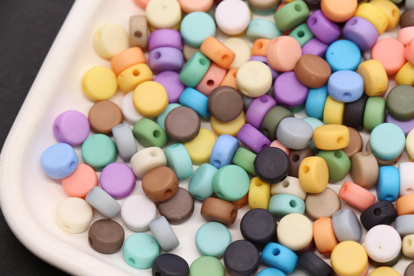7mm Matte Blank Beads, Acrylic Disc Spacer Beads, 1.3mm Hole, Mixed Colors, Bracelet Making, Jewelry Making DIY Craft Supplies #3279