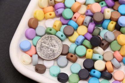 7mm Matte Blank Beads, Acrylic Disc Spacer Beads, 1.3mm Hole, Mixed Colors, Bracelet Making, Jewelry Making DIY Craft Supplies #3279