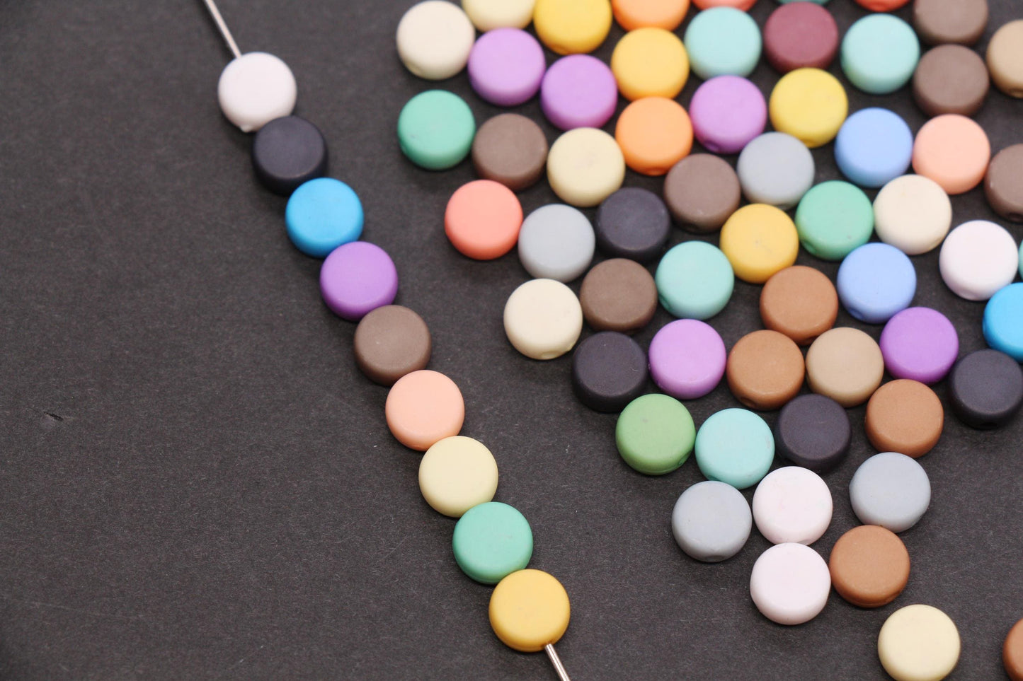 7mm Matte Blank Beads, Acrylic Disc Spacer Beads, 1.3mm Hole, Mixed Colors, Bracelet Making, Jewelry Making DIY Craft Supplies #3279