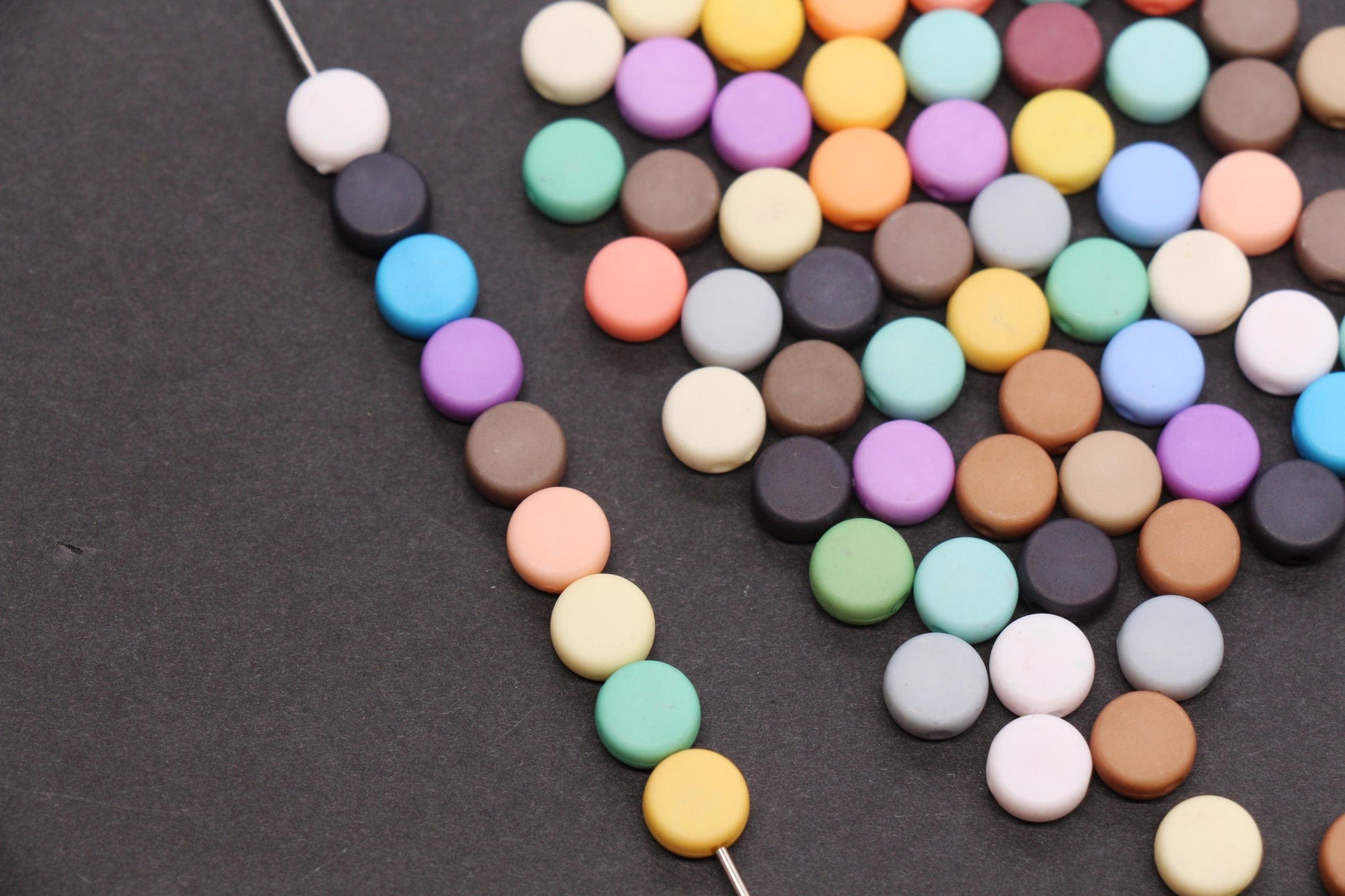 7mm Matte Blank Beads, Acrylic Disc Spacer Beads, 1.3mm Hole, Mixed Colors, Bracelet Making, Jewelry Making DIY Craft Supplies #3279