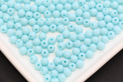 6mm Matte Baby Blue Acrylic Round Beads, Bracelet Making, Jewelry Making DIY Craft Supplies #4029