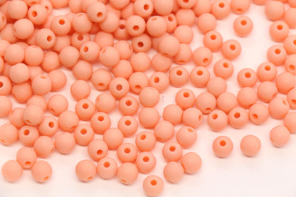6mm Dark Peach Acrylic Round Beads, Matte Frosted Spacer Beads, Bracelet Making Beads #4030