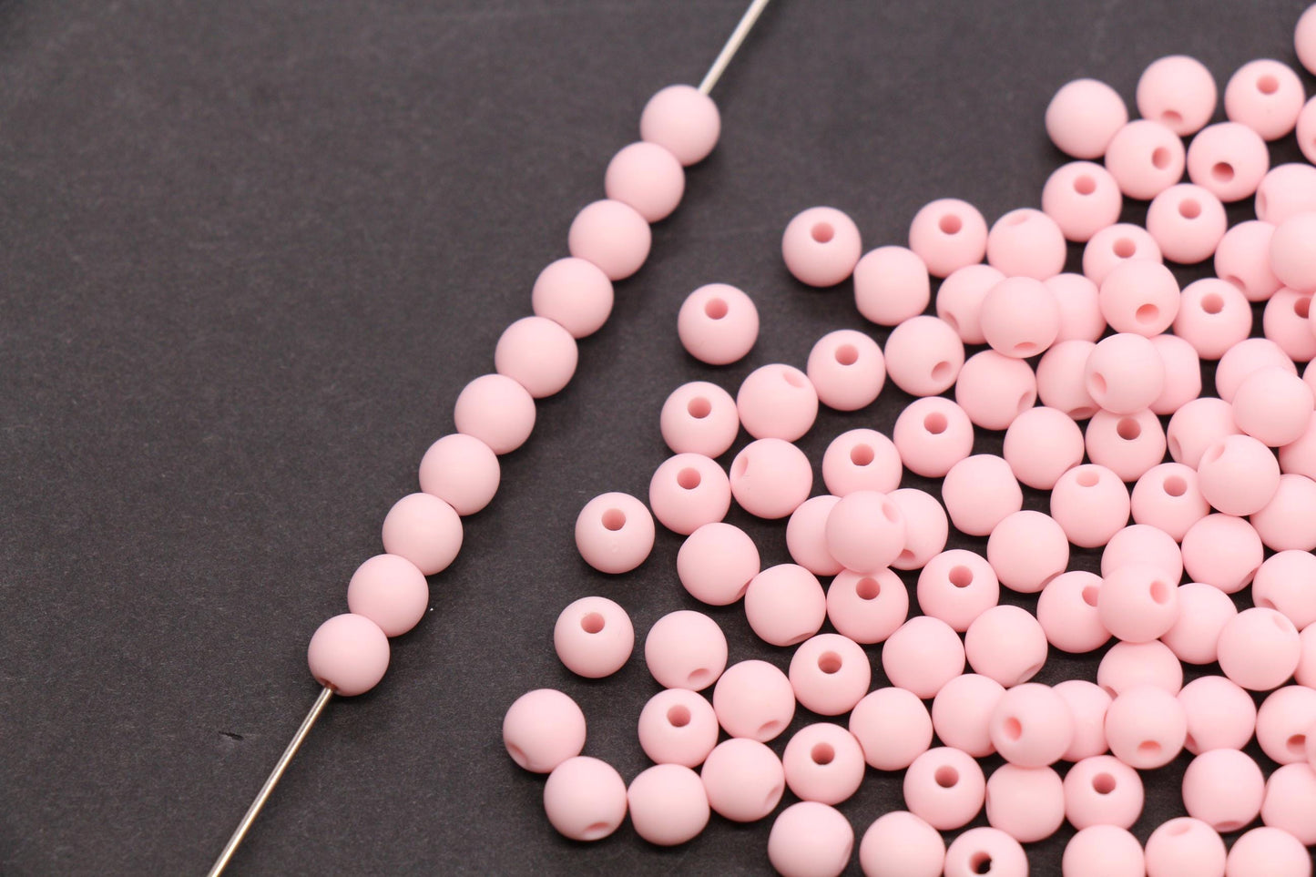 6mm Baby Pink Matte Acrylic Beads, Round Spacer Beads, DIY Craft Beads #4031