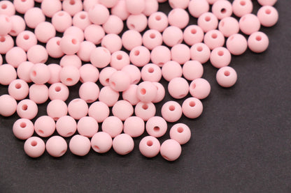 6mm Baby Pink Matte Acrylic Beads, Round Spacer Beads, DIY Craft Beads #4031