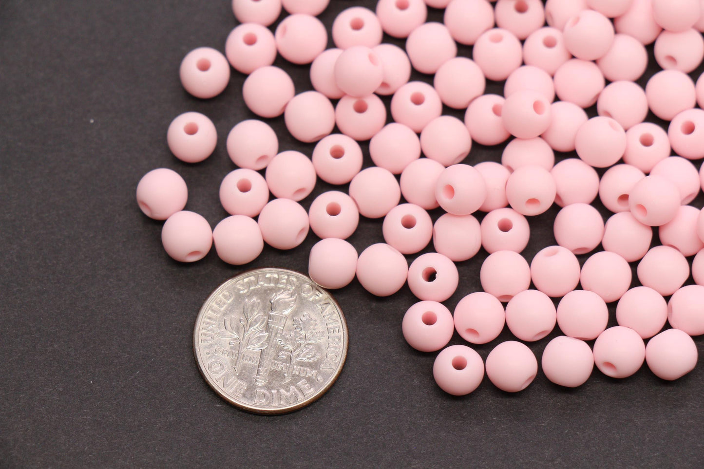 6mm Baby Pink Matte Acrylic Beads, Round Spacer Beads, DIY Craft Beads #4031