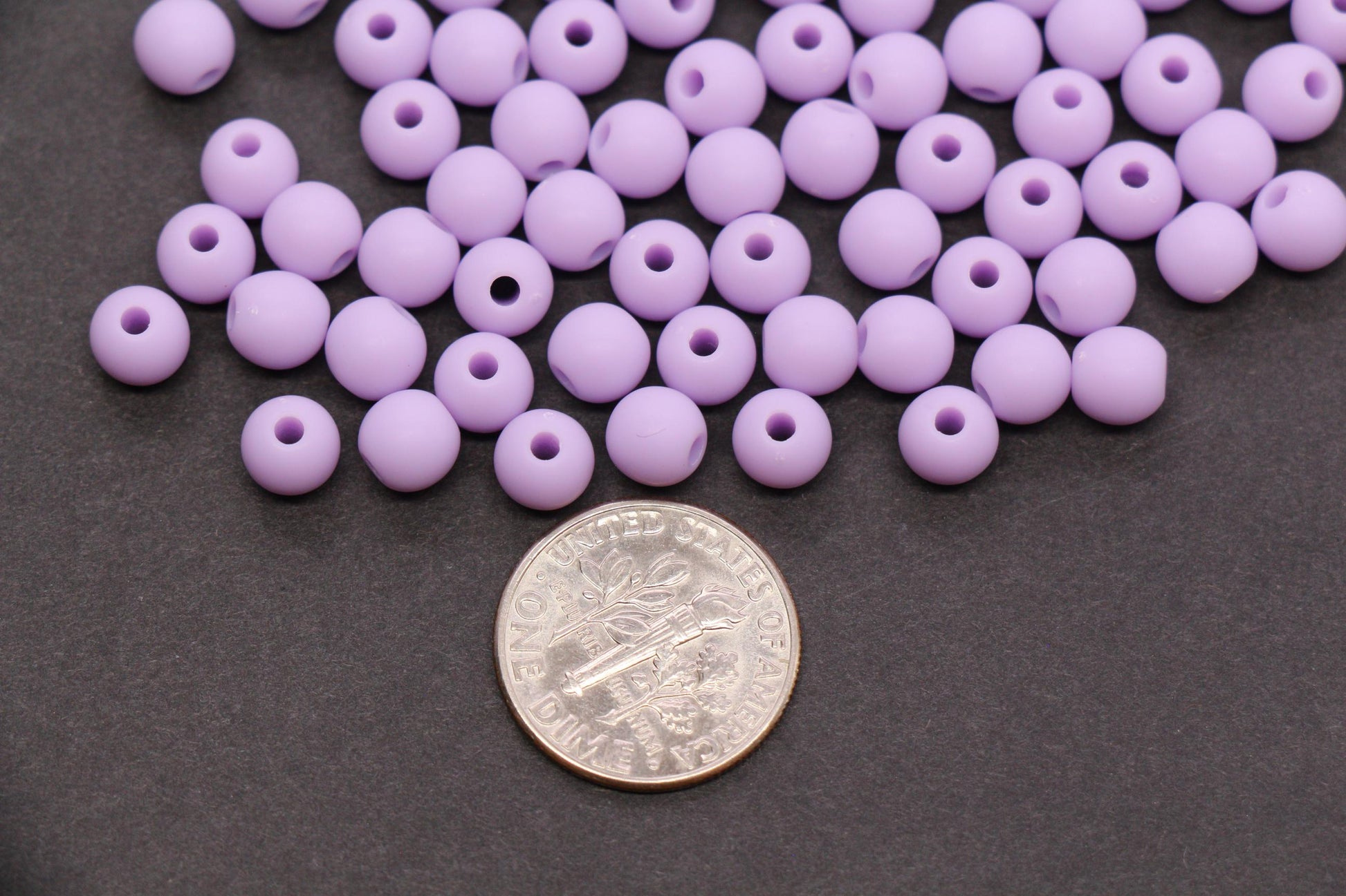 6mm Lavender Matte Acrylic Beads, Round Spacer Beads, DIY Craft Beads #4033