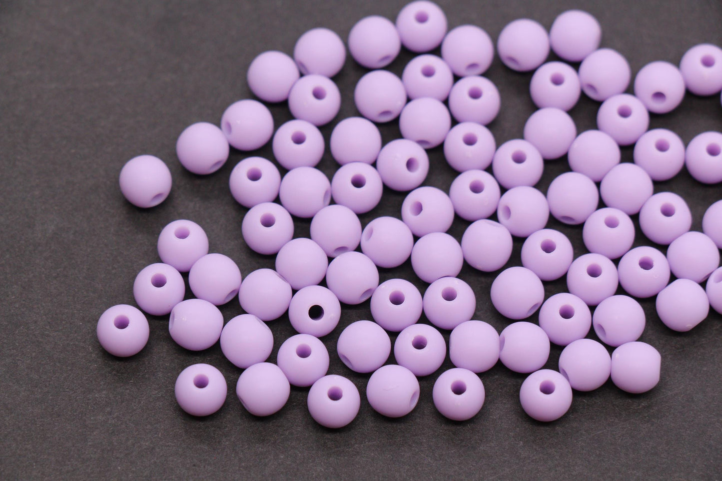 6mm Lavender Matte Acrylic Beads, Round Spacer Beads, DIY Craft Beads #4033