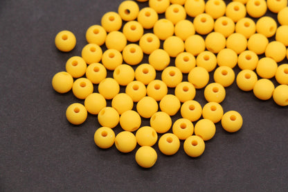 6mm Matte Yellow Acrylic Beads, Round Spacer Beads, Bracelet Making Beads #4034
