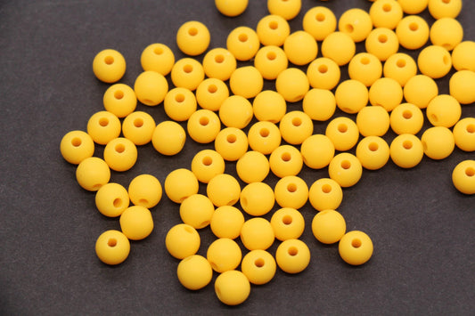 6mm Matte Yellow Acrylic Beads, Round Spacer Beads, Bracelet Making Beads #4034