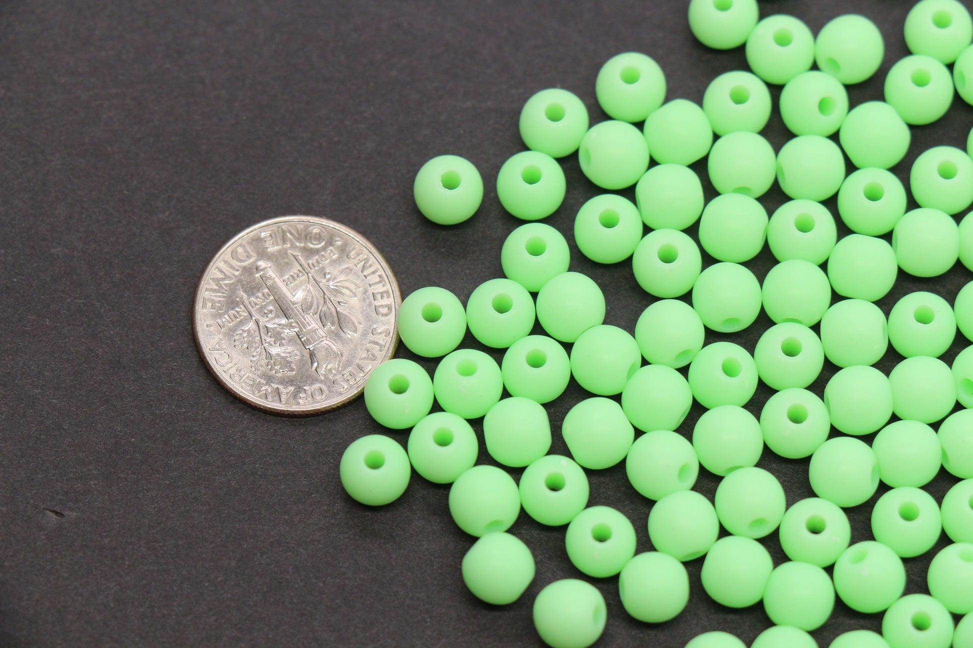 6mm Matte Lime Green Acrylic Beads, Bracelet Making Beads, DIY Craft Beads #4035