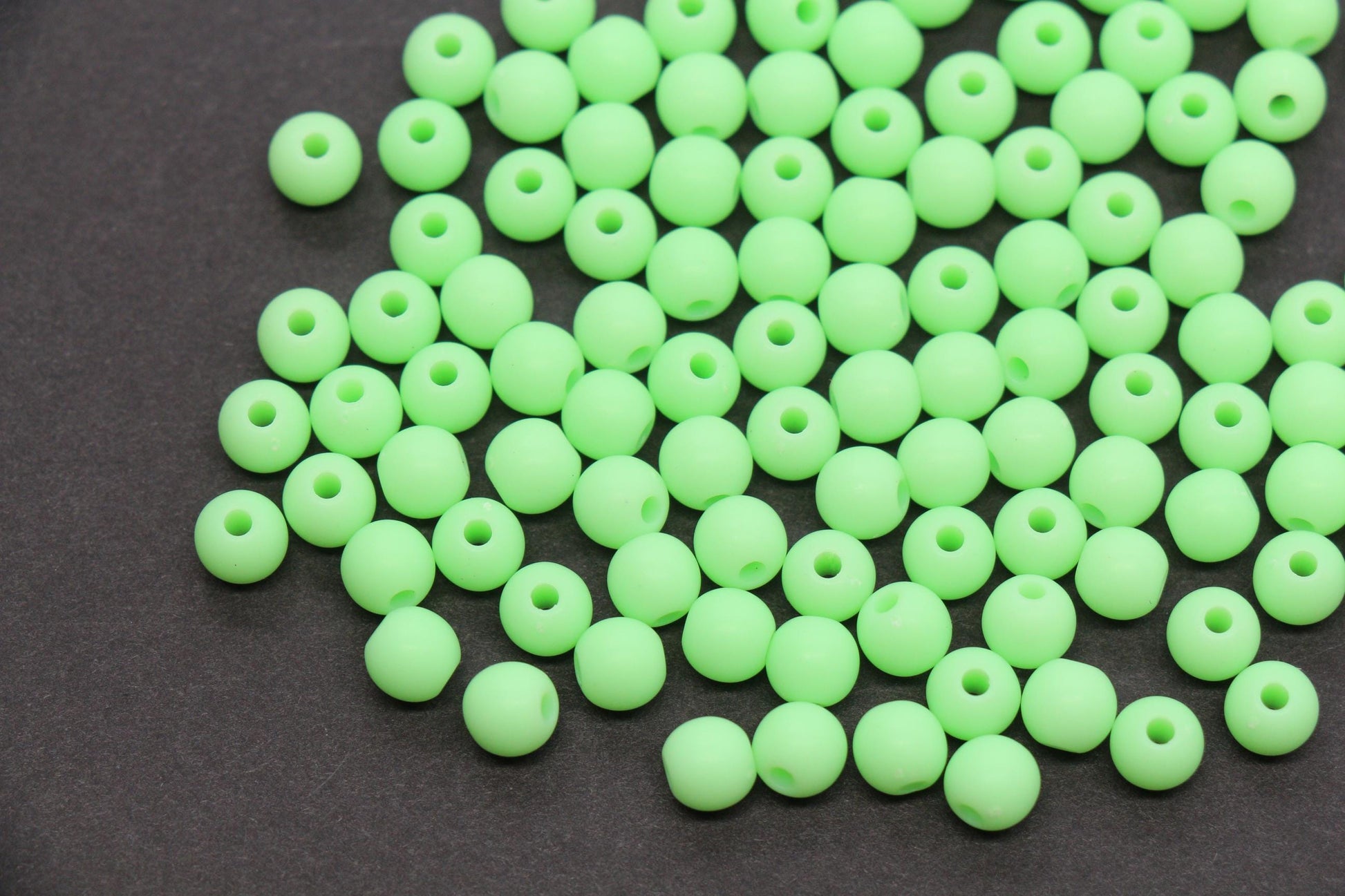 6mm Matte Lime Green Acrylic Beads, Bracelet Making Beads, DIY Craft Beads #4035