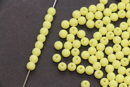 6mm Matte Soft Yellow Acrylic Beads, Round Spacer Beads, Bracelet Making Beads #4036