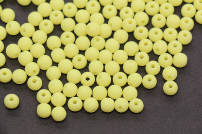 6mm Matte Soft Yellow Acrylic Beads, Round Spacer Beads, Bracelet Making Beads #4036