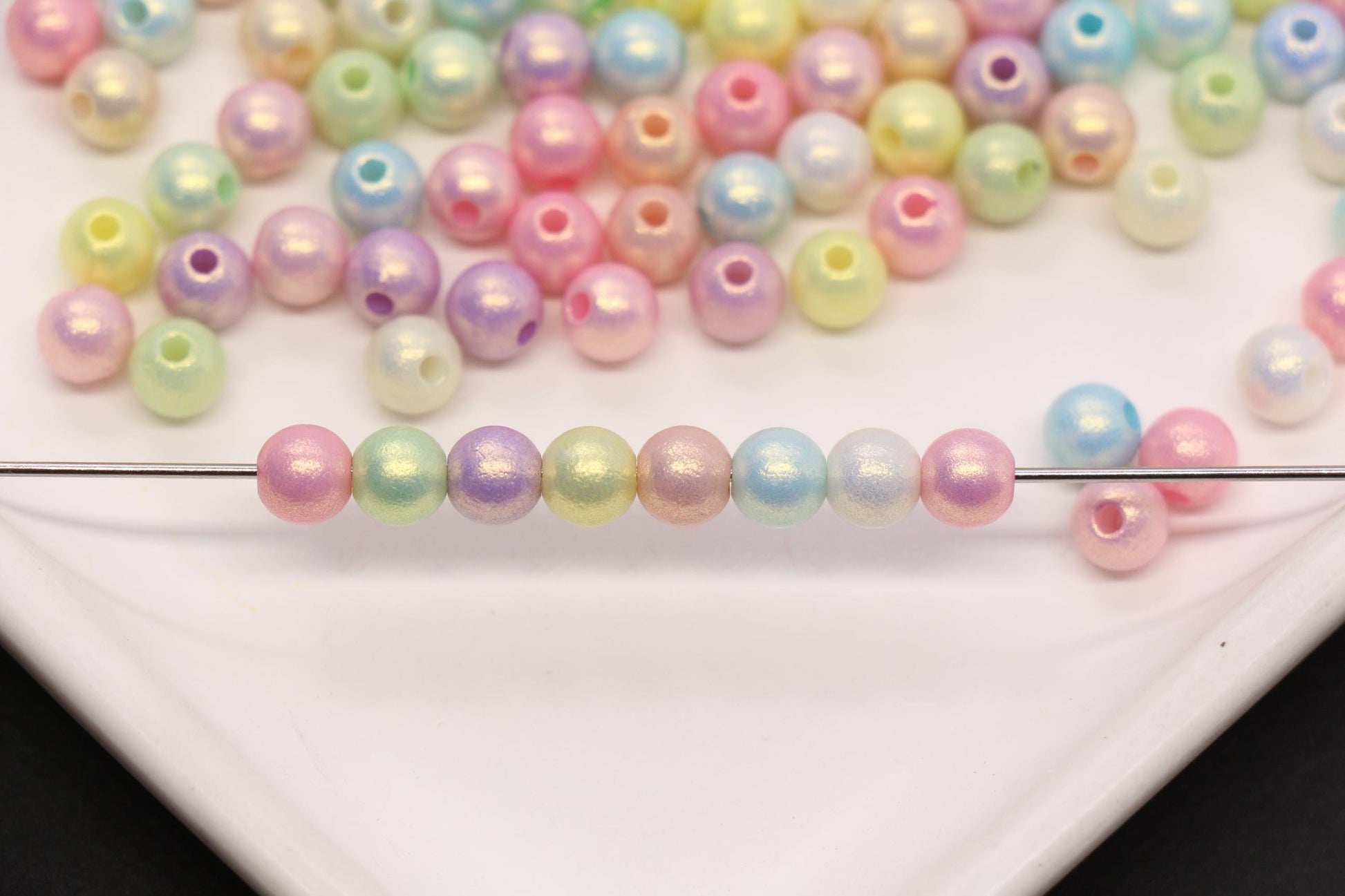 6mm Glow in the Dark Shimmer Round Beads, Mixed Luminous Beads for Bracelet Making, UV Reactive DIY Jewelry Supplies #4037