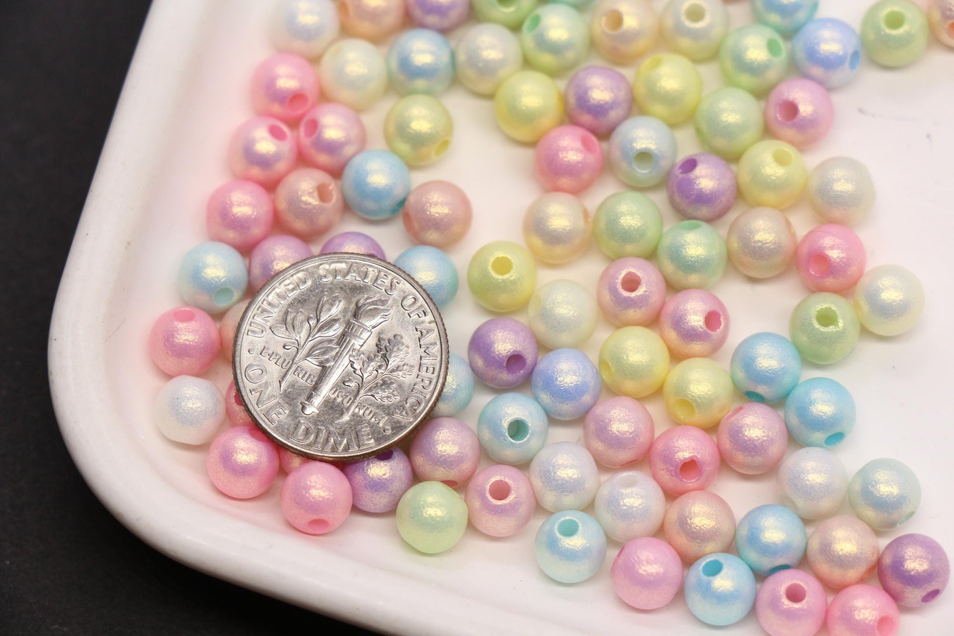 6mm Glow in the Dark Shimmer Round Beads, Mixed Luminous Beads for Bracelet Making, UV Reactive DIY Jewelry Supplies #4037