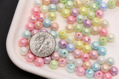 6mm Glow in the Dark Shimmer Round Beads, Mixed Luminous Beads for Bracelet Making, UV Reactive DIY Jewelry Supplies #4037