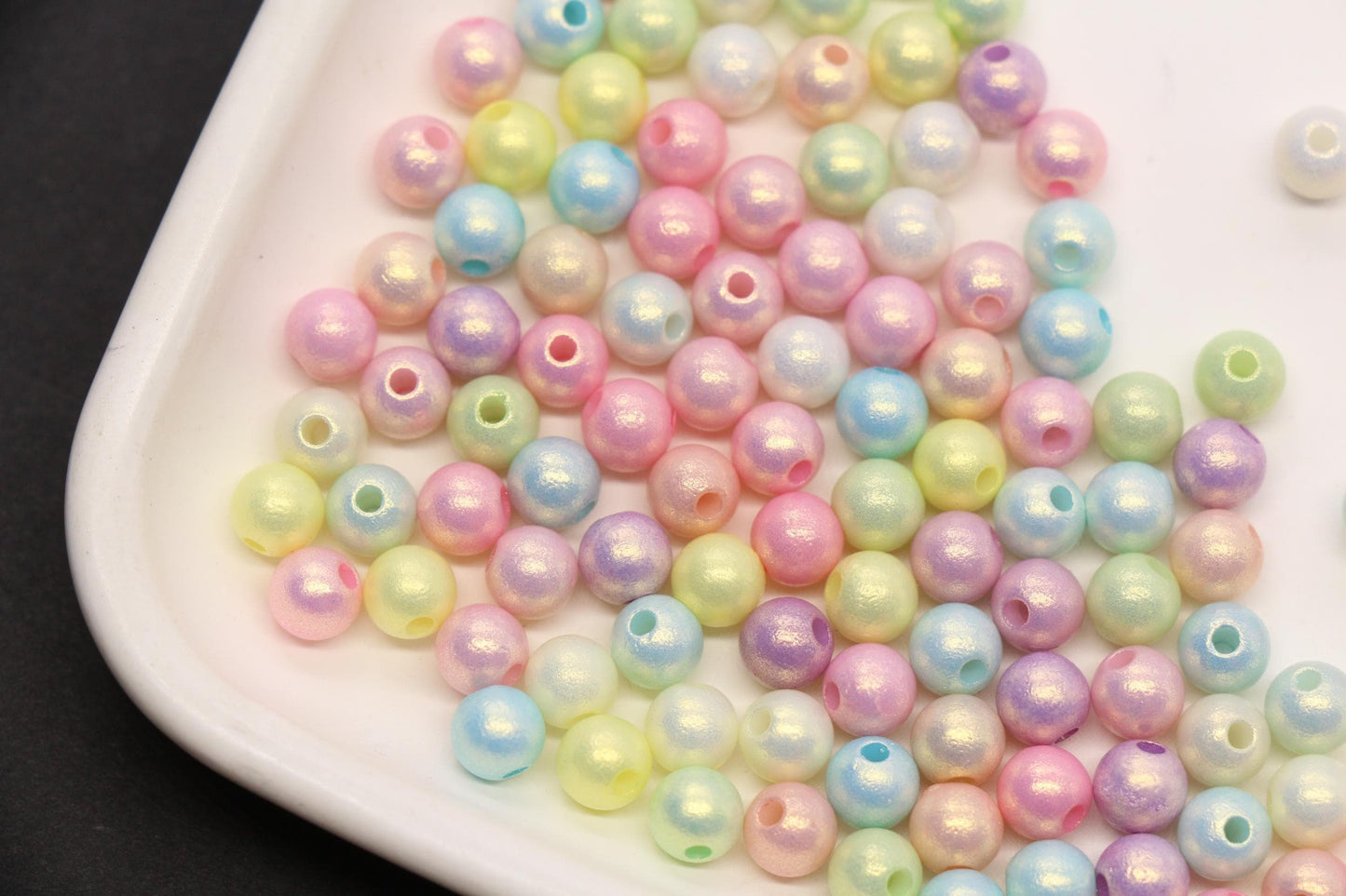 6mm Glow in the Dark Shimmer Round Beads, Mixed Luminous Beads for Bracelet Making, UV Reactive DIY Jewelry Supplies #4037