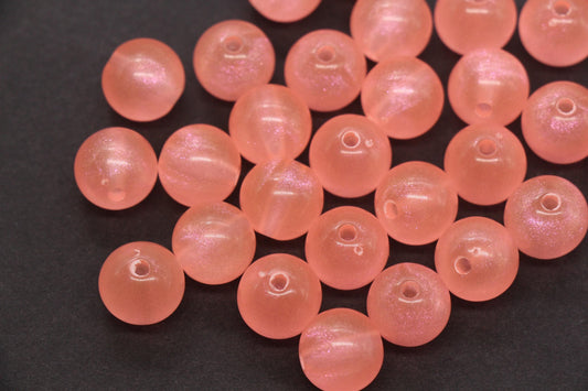 12mm Peach Pink Glow in the Dark Acrylic Beads, Translucent Round Beads for Bracelets, Jewelry Making, Kandi, DIY Crafts #4009