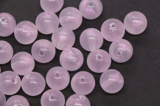 12mm Light Pink Glow in the Dark Acrylic Beads, Translucent Round Beads for Bracelets, Jewelry Making, Kandi, DIY Crafts #4012