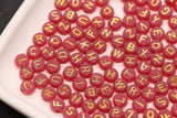 7mm Dusty Rose Frosted Gold Letter Beads, Mixed Alphabet Beads, Acrylic Initial Beads, DIY Bracelet Jewelry Making #4014
