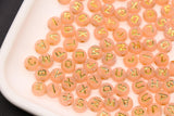 7mm Peach Frosted Gold Letter Beads, Mixed Alphabet Beads, Acrylic Initial Beads, DIY Bracelet Jewelry Making #4026