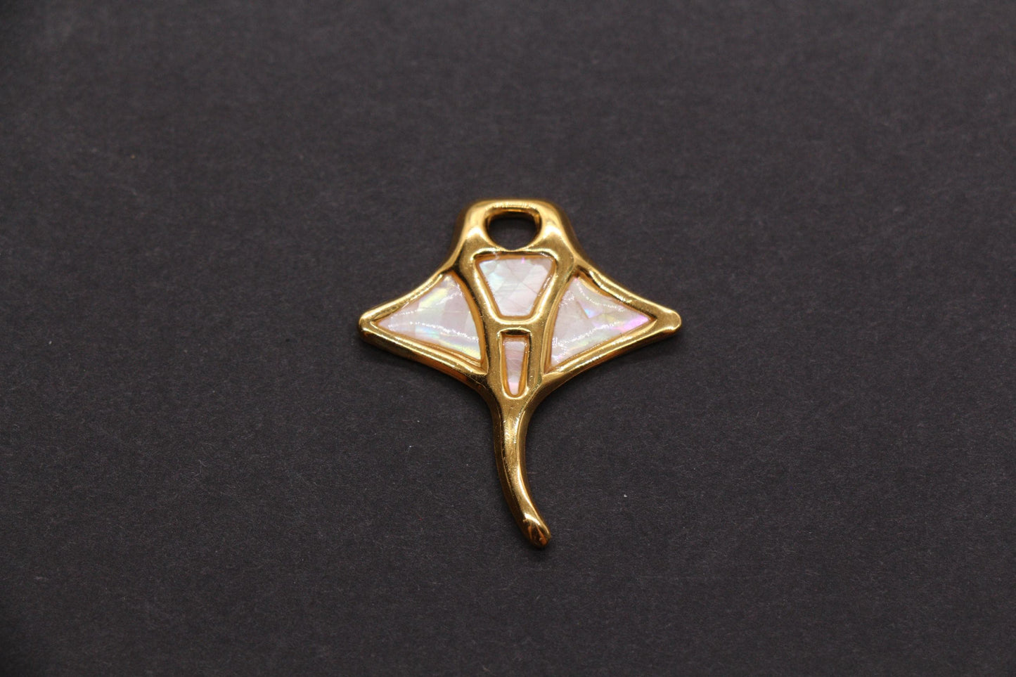 Manta Ray Charm, Stainless Steel Shell Inlay Stingray Pendant Charm, Ocean Jewelry Making Supply