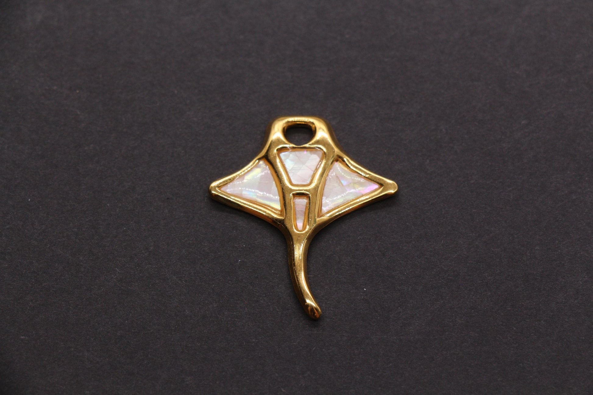 Manta Ray Charm, Stainless Steel Shell Inlay Stingray Pendant Charm, Ocean Jewelry Making Supply