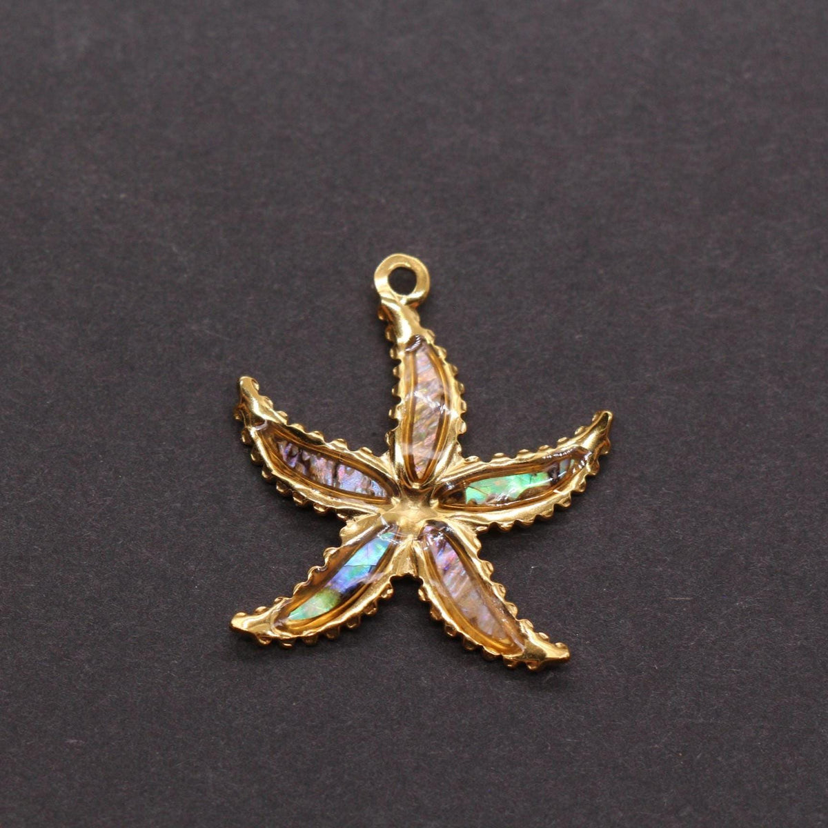 Starfish Charm, Stainless Steel Shell Inlay Sea Star Pendant, Ocean Jewelry Making Supply