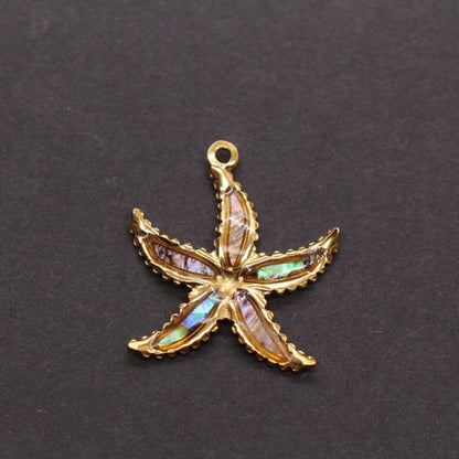 Starfish Charm, Stainless Steel Shell Inlay Sea Star Pendant, Ocean Jewelry Making Supply