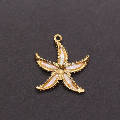 Starfish Charm, Stainless Steel Shell Inlay Sea Star Pendant, Ocean Jewelry Making Supply