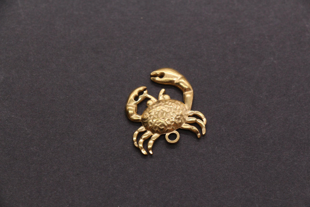 Gold Crab Charm, Stainless Steel Ocean Animal Pendant, Beach Jewelry Making Supply
