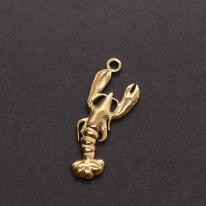 Gold Plated Lobster Charm, Stainless Steel Sea Life Pendant, Ocean Jewelry Making Supply