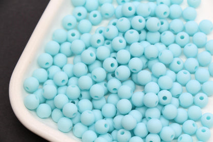 6mm Matte Baby Blue Acrylic Round Beads, Bracelet Making, Jewelry Making DIY Craft Supplies #4029