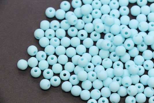 6mm Matte Baby Blue Acrylic Round Beads, Bracelet Making, Jewelry Making DIY Craft Supplies #4029