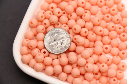 6mm Dark Peach Acrylic Round Beads, Matte Frosted Spacer Beads, Bracelet Making Beads #4030