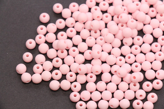 6mm Baby Pink Matte Acrylic Beads, Round Spacer Beads, DIY Craft Beads #4031