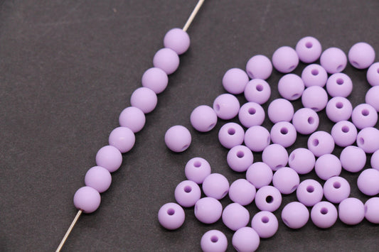 6mm Lavender Matte Acrylic Beads, Round Spacer Beads, DIY Craft Beads #4033
