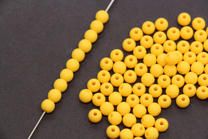 6mm Matte Yellow Acrylic Beads, Round Spacer Beads, Bracelet Making Beads #4034