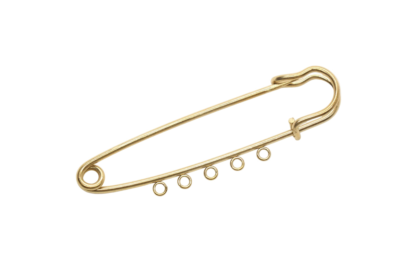 Gold Safety Pin Charm Holder with Loops, Stainless Steel Brooch Pin Finding, Multi Loop Jewelry Connector