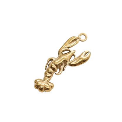 Gold Plated Lobster Charm, Stainless Steel Sea Life Pendant, Ocean Jewelry Making Supply