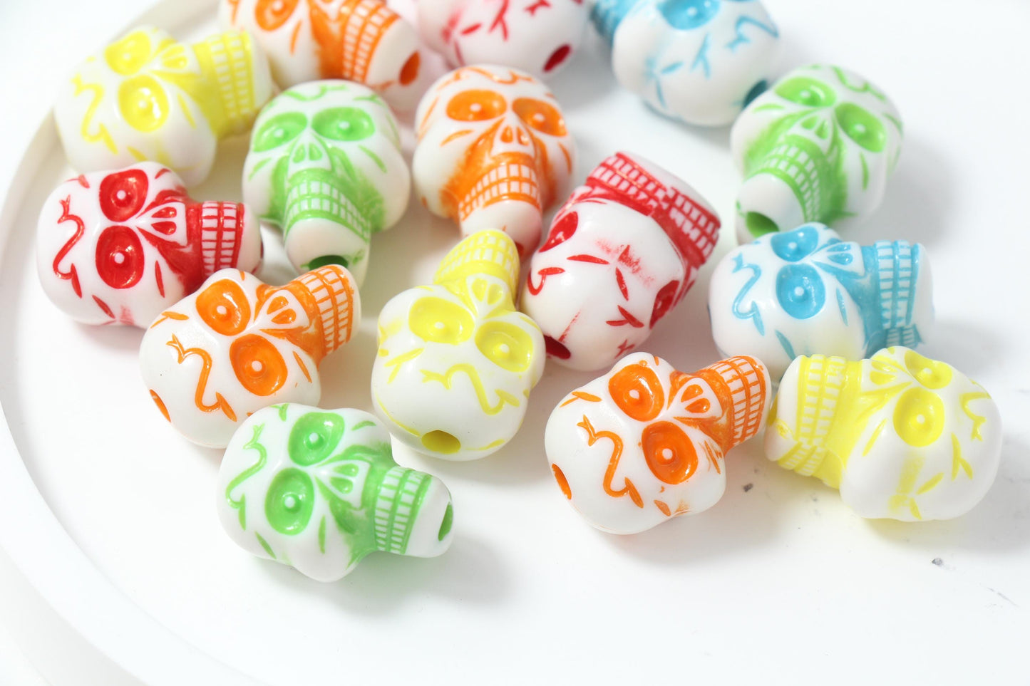 Mixed Color Skull Beads, Halloween Statement Beads, Large Spooky Beads for Jewelry Making #4039