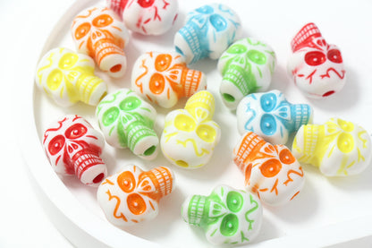 Mixed Color Skull Beads, Halloween Statement Beads, Large Spooky Beads for Jewelry Making #4039