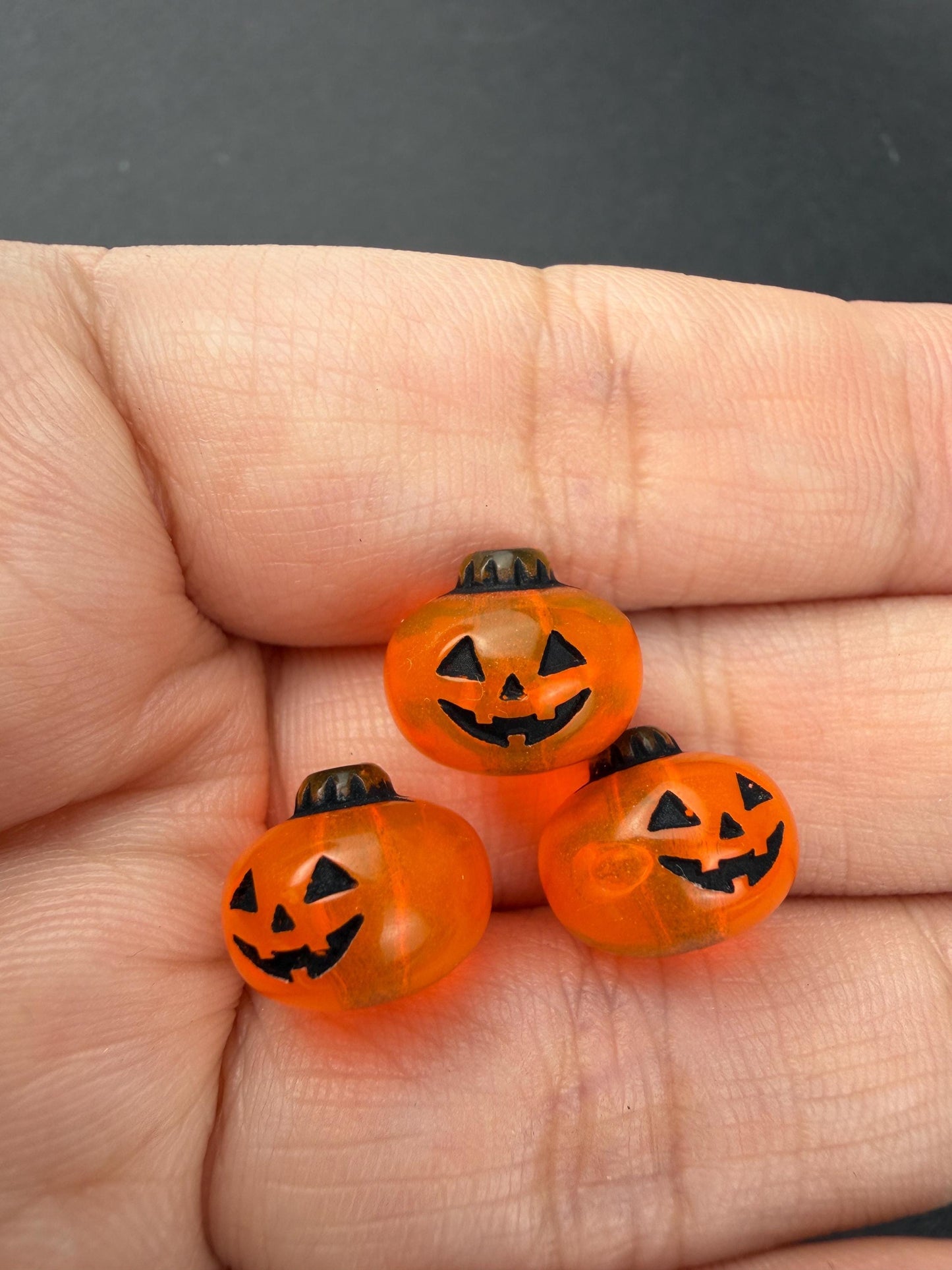 Pumpkin Beads, Jack O Lantern Beads, Halloween Beads for Jewelry Making